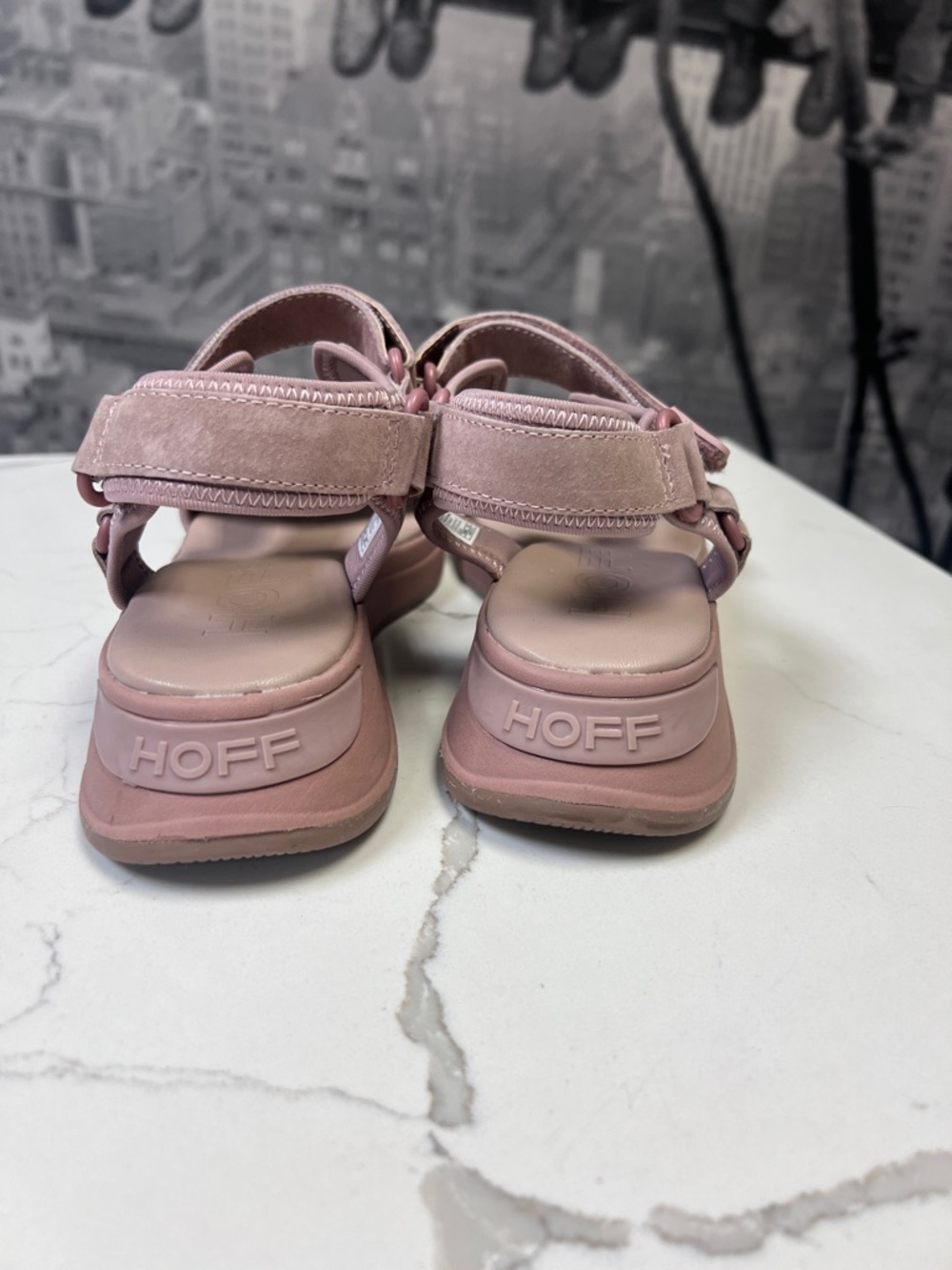 HOFF Ibiza Blush Pink Sport Sandals Size 7.5 EU 38Velcro Strap Comfort Platform - Picture 6 of 11